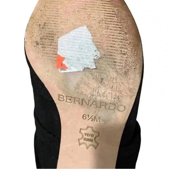 Bernardo Finley Suede Knot Wood Block Heel Mules Black - Picture 11 of 12